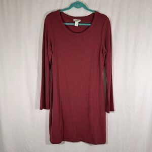 LOFT Knee Length Dress Women's Small Red Long Sleeve Round Neck Soft